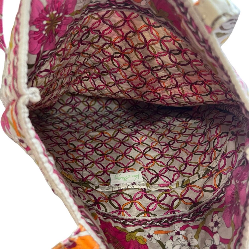 Vera Bradley 14" Tea Garden Gray Pink Red Tote Bag Shoulder Purse Retire Pattern - Picture 10 of 10